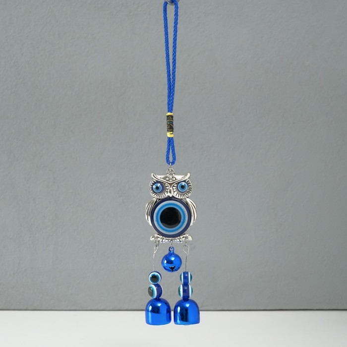 Подвеска от сглаза металл  Подвеска от сглаза металл "Филин с колокольчиками" 4х23 см