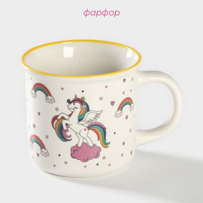 Кружка-хамелеон фарфоровая Доляна «Единорог», 420 мл Кружка-хамелеон фарфоровая Доляна «Единорог», 420 мл
