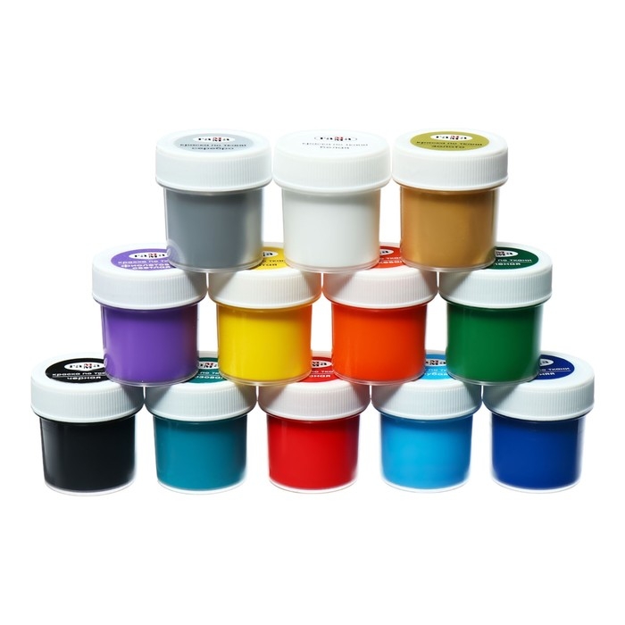 Краска по ткани акриловая, набор 12 цветов х 20 мл Гамма Краска по ткани акриловая, набор 12 цветов х 20 мл Гамма "Хобби" 100712