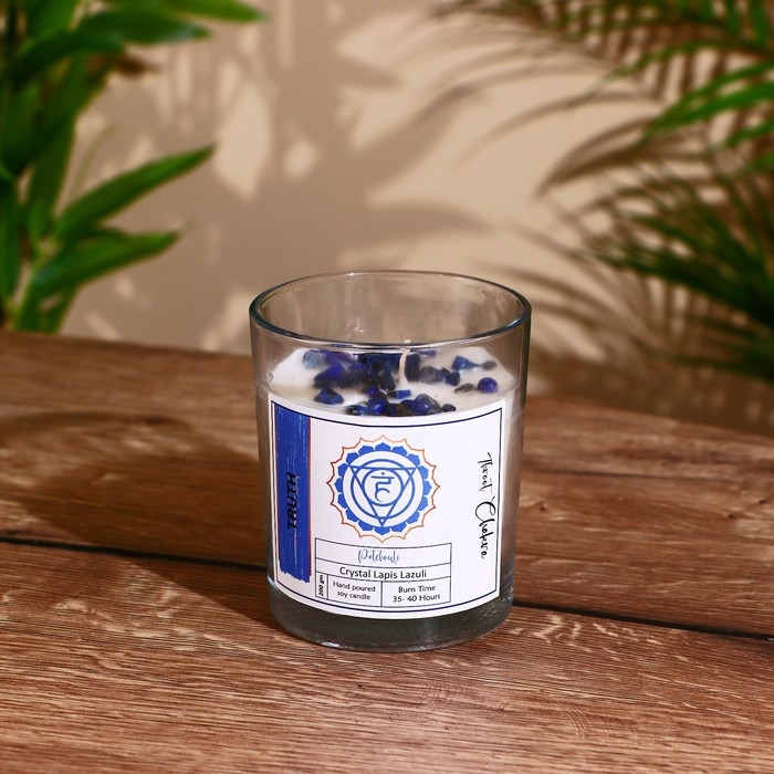 Свеча соевая  Свеча соевая "7 чакр" с кристаллами, 200 гр, Вишудха