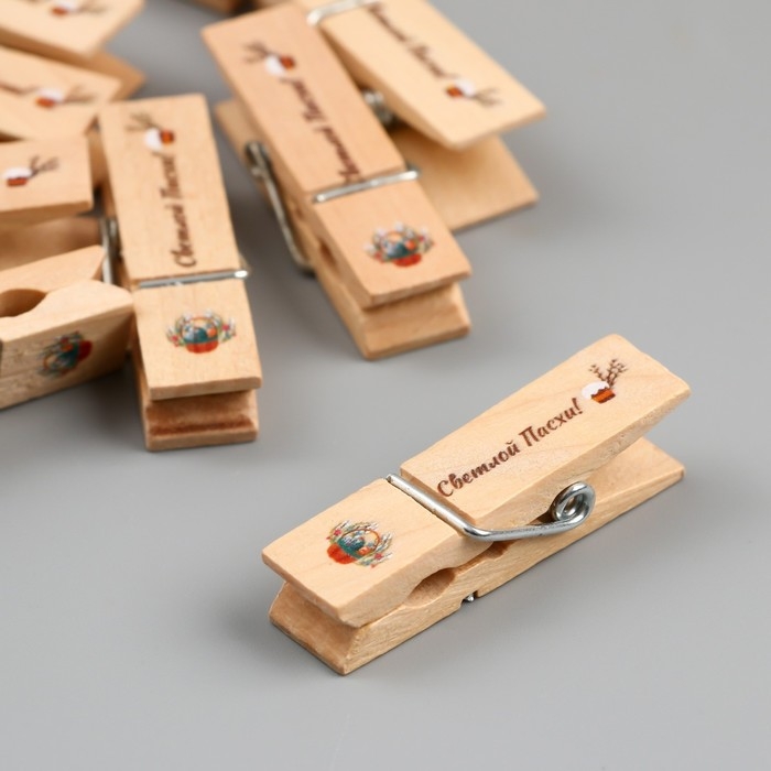 Декор для творчества дерево Декор для творчества дерево "Прищепка - Светлой Пасхи!" набор 10 шт