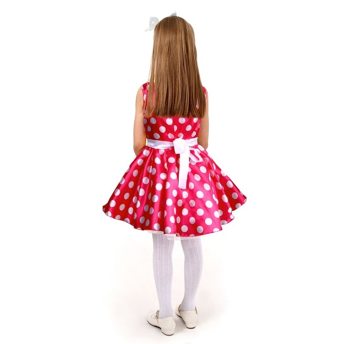 Карнавальный костюм «Стиляги 6», платье фуксия в белый горох, повязка, р. 30, рост 110-116 см Карнавальный костюм «Стиляги 6», платье фуксия в белый горох, повязка, р. 30, рост 110-116 см