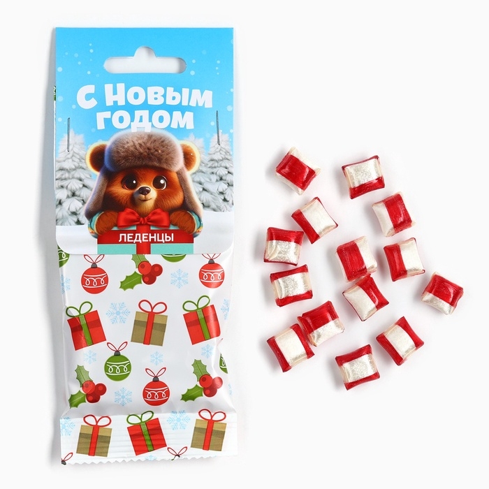 Новый год! Леденцы в пакете с европодвесом &laquo;С новым годом&raquo;, вкус малина, 30 г