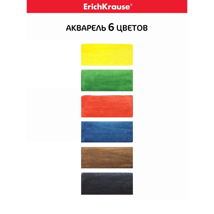 Акварель 6 цветов, ErichKrause Standard, без кисти, пластиковая коробка, европодвес Акварель 6 цветов, ErichKrause Standard, без кисти, пластиковая коробка, европодвес