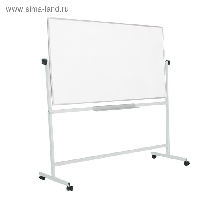 Доска магнитно-маркерная двусторонняя 100х180 см, Calligrata, поворотная на мобильном стенде, в алюминиевой рамке, с полочкой Доска магнитно-маркерная двусторонняя 100х180 см, Calligrata, поворотная на мобильном стенде, в алюминиевой рамке, с полочкой
