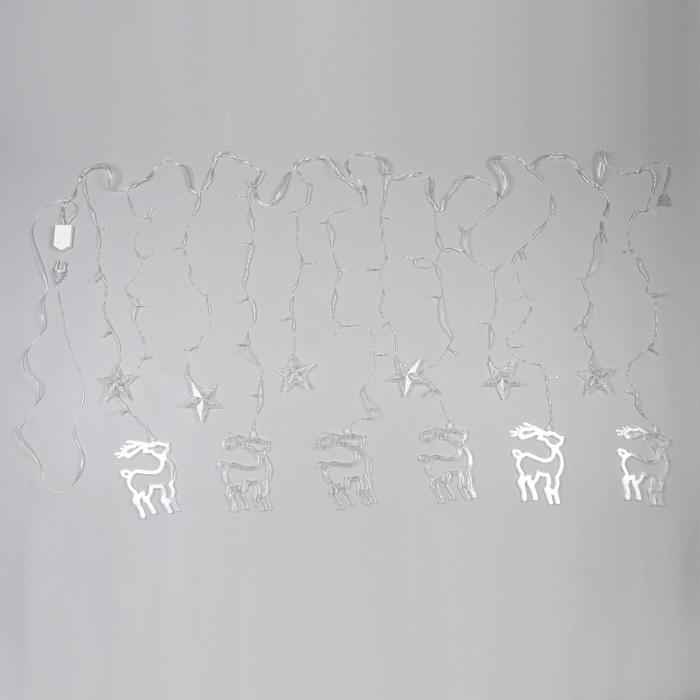 Гирлянда «Бахрома» 2.4 × 0.9 м с насадками «Олень», IP20, прозрачная нить, 138 LED, свечение мульти, 8 режимов, 220 В