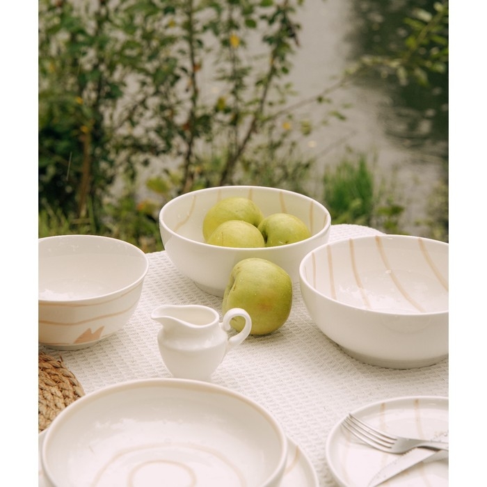 Набор салатников фарфоровых SL Home «Гатто», 1,1 л, d=18,5 см, цвет белый