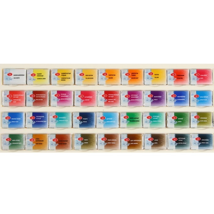Акварель художественная в кюветах, 36 цветов х 2.5 мл, ЗХК  Акварель художественная в кюветах, 36 цветов х 2.5 мл, ЗХК "Белые ночи", пластиковая палитра, 1942258