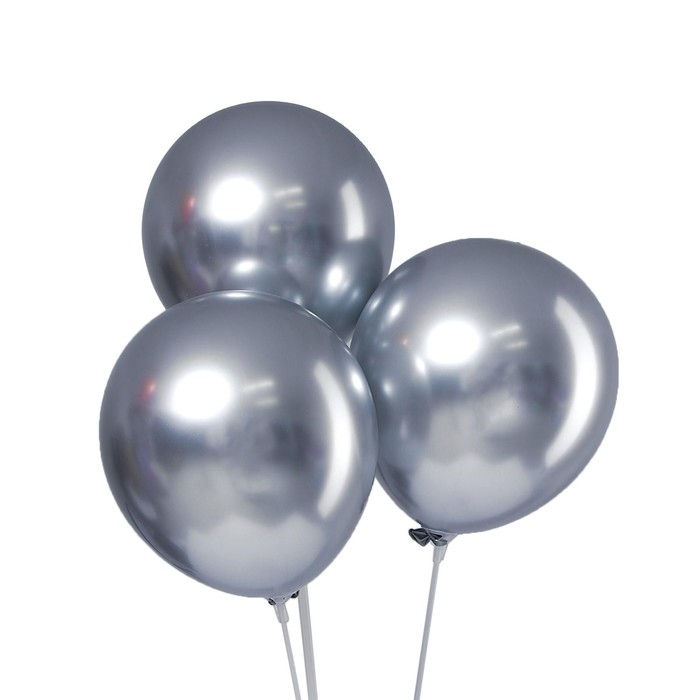 Шар латексный 12" &laquo;Хром&raquo;, металл, набор 5 шт., цвет серебряный