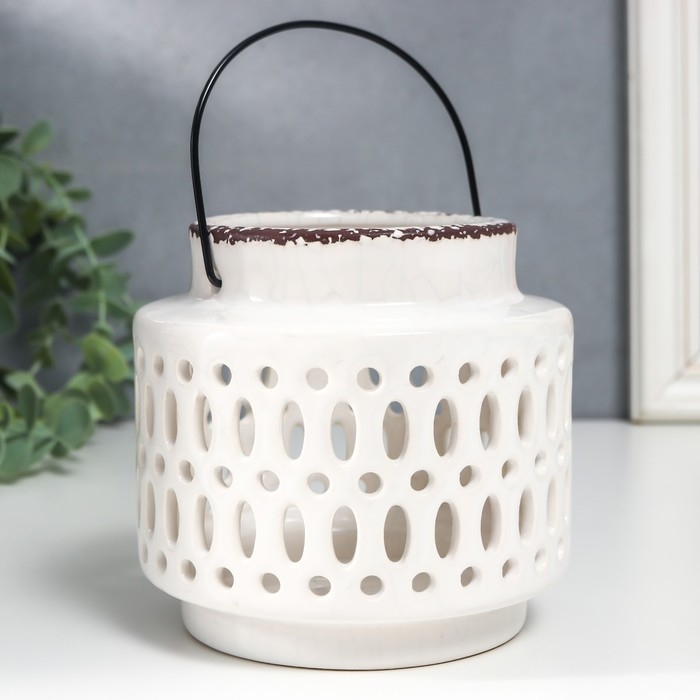 Подсвечник керамика на 1 свечу Подсвечник керамика на 1 свечу "Фонарь. Овалы и круги" МИКС 11х11,5х11,5 см