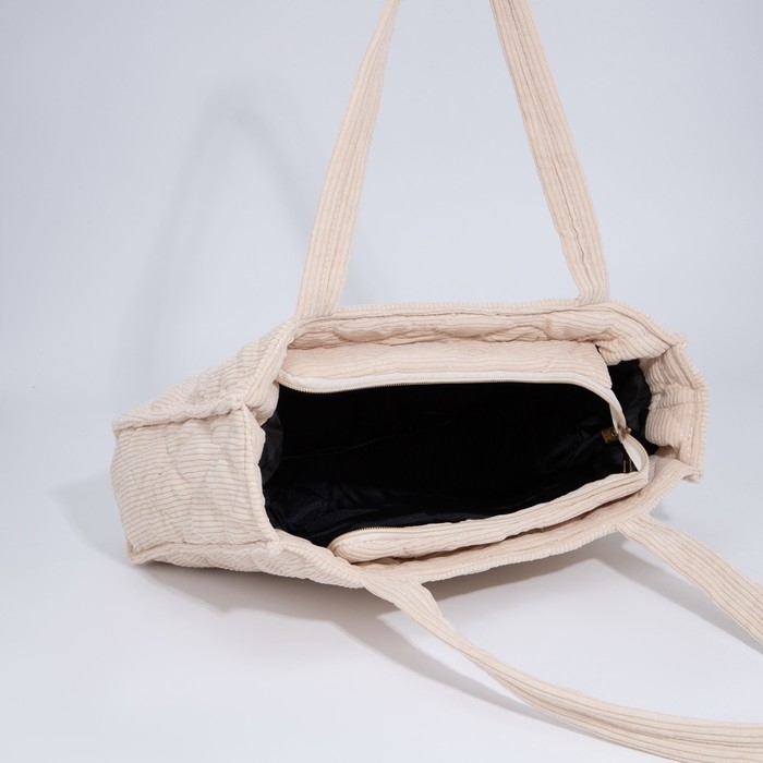 Сумка-тоут на молнии, цвет бежевый