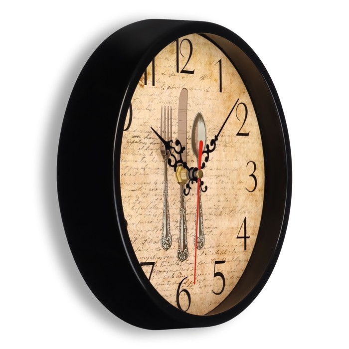 Часы настенные, d-20 см, кухонные, Часы настенные, d-20 см, кухонные, "Приборы", бесшумные