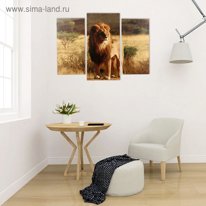 Модульная картина  Модульная картина "Король саванны" (2-25х50, 30х60 см) 60х80 см