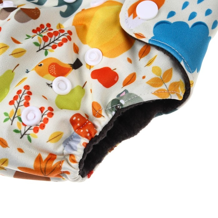 Многоразовый подгузник «Осень», 3-8 кг, угольно-бамбуковая ткань, Крошка Я