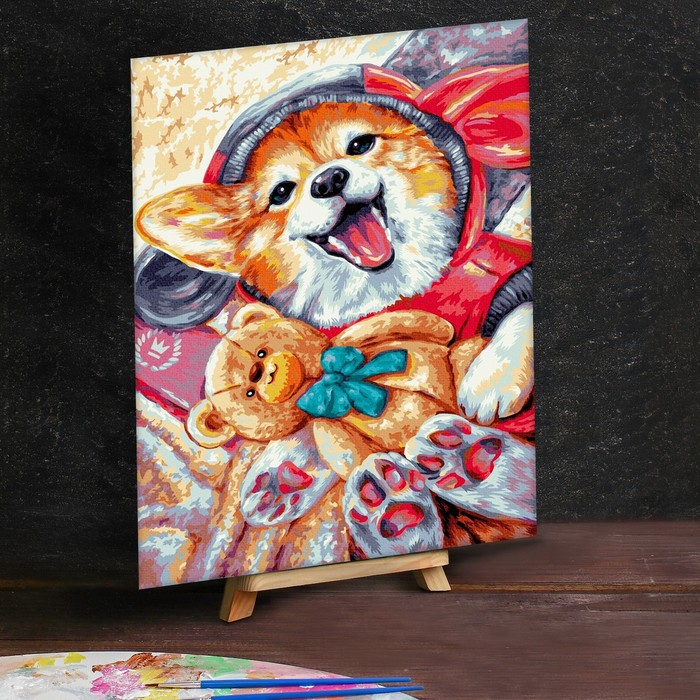 Картина по номерам на холсте с подрамником «Корги с игрушкой», 40 х 50 см Картина по номерам на холсте с подрамником «Корги с игрушкой», 40 х 50 см