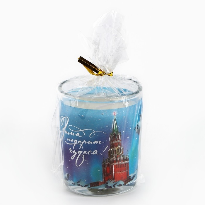 Свеча Свеча новогодняяс калькой «Новый год: Чудеса», аромат апельсин,5х6х5 см Свеча Свеча новогодняяс калькой «Новый год: Чудеса», аромат апельсин,5х6х5 см