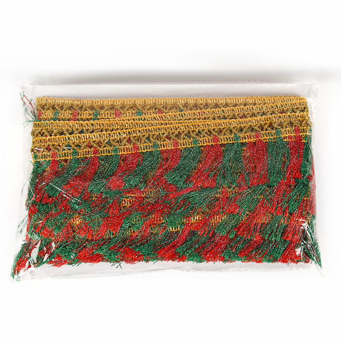 Тесьма красно-зелёная «Кисточки», ширина 4 см, в упаковке 25 м Тесьма красно-зелёная «Кисточки», ширина 4 см, в упаковке 25 м