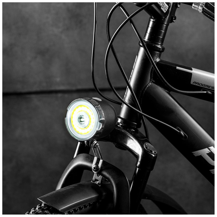 Фонарь велосипедный передний JY-7111, 1 белый диод, 2 режима