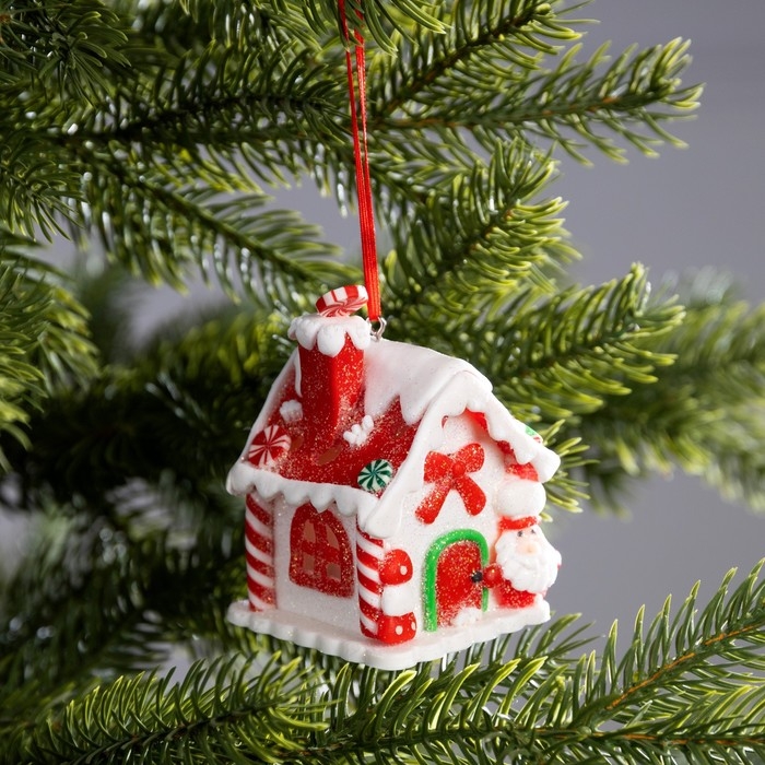 Ёлочная игрушка «Имбирный домик» 6 × 8,5 × 5.5 см, от батареек, свечение тёплое белое Ёлочная игрушка «Имбирный домик» 6 × 8,5 × 5.5 см, от батареек, свечение тёплое белое