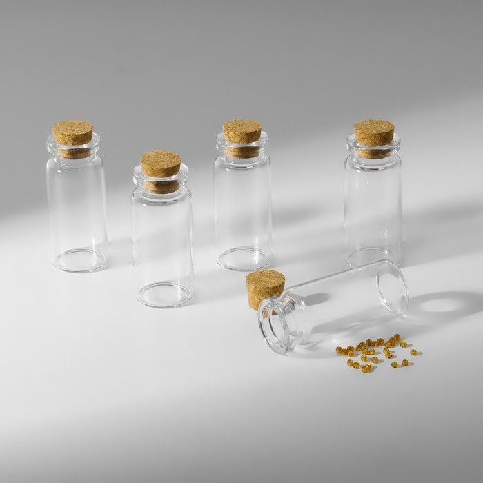 Набор баночек для хранения бисера, d = 2,1 × 5 см, 5 шт, в контейнере, 12,8 × 6,5 × 2,5 см Набор баночек для хранения бисера, d = 2,1 × 5 см, 5 шт, в контейнере, 12,8 × 6,5 × 2,5 см