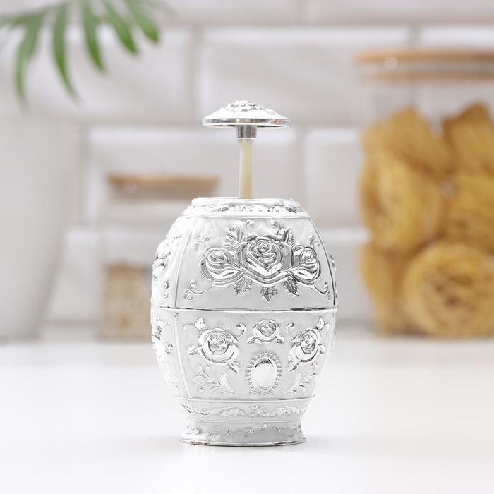 Подставка для зубочисток «Яйцо», 11×7 см, цвет серебряный Подставка для зубочисток «Яйцо», 11×7 см, цвет серебряный