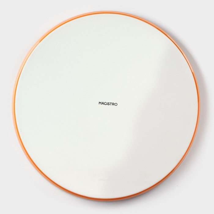Тарелка фарфоровая с бортиком Magistro «Церера», d=25,5 см, цвет оранжевый Тарелка фарфоровая с бортиком Magistro «Церера», d=25,5 см, цвет оранжевый