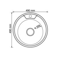 Мойка кухонная MIXLINE 528182, врезная, толщина 0.6 мм, 49х49х17 см, вып. 3 1/2", с сифоном