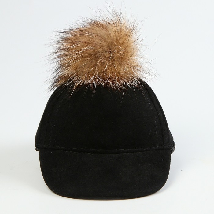 Кепка для кукол с меховым помпоном, цвет чёрный Кепка для кукол с меховым помпоном, цвет чёрный