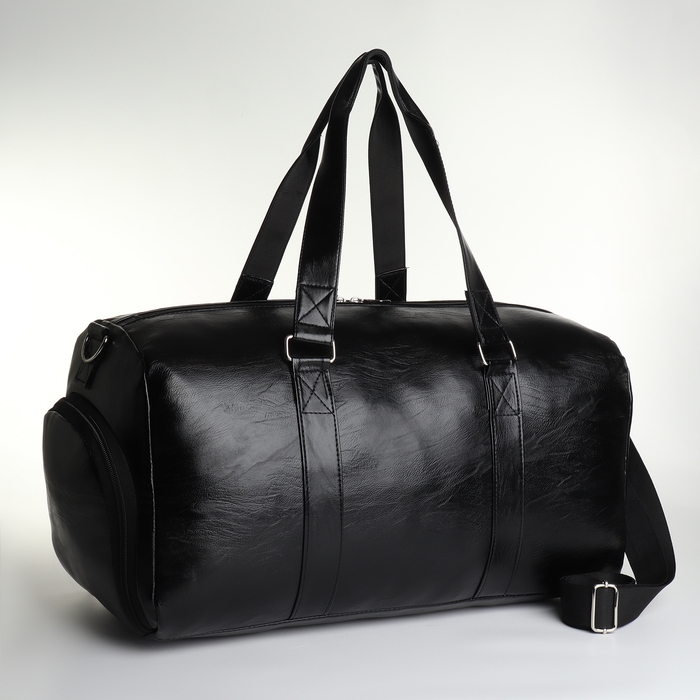 Сумка дорожная на молнии, отдел для обуви, длинный ремень, цвет чёрный Сумка дорожная на молнии, отдел для обуви, длинный ремень, цвет чёрный