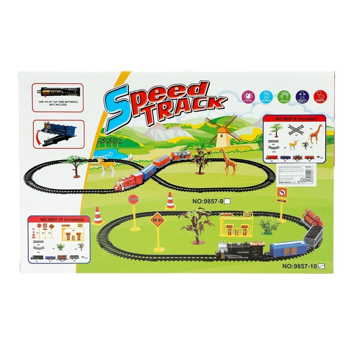 Железная дорога &laquo;Паровоз&raquo;, работает от батареек, МИКС