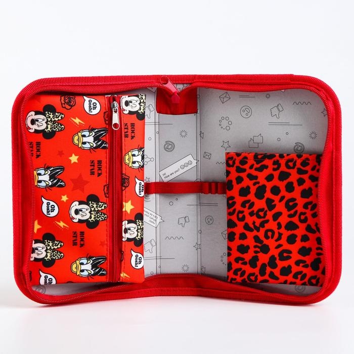 Пенал каркасный, 1 секция, 140х210х40 мм, откидной карман, тканевый, Минни Маус Пенал каркасный, 1 секция, 140х210х40 мм, откидной карман, тканевый, Минни Маус