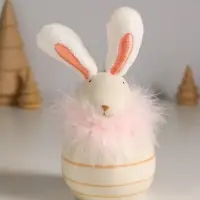 Сувенир керамика, текстиль "Зайчик с пухом, круглый" 7,4х7,4х15,5 см Сувенир керамика, текстиль "Зайчик с пухом, круглый" 7,4х7,4х15,5 см