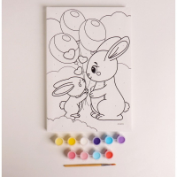 Картина по номерам для детей «Зайки с шариками», 20 х 30 см Картина по номерам для детей «Зайки с шариками», 20 х 30 см