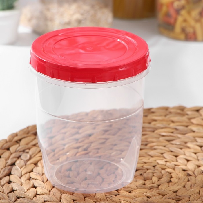 Банка для хранения продуктов, 1,3 л, пластик, прозрачная, крышка МИКС Банка для хранения продуктов, 1,3 л, пластик, прозрачная, крышка МИКС