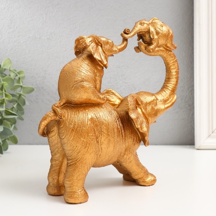 Сувенир полистоун Сувенир полистоун "Слон играет со слонятами" золото 7,7х20,5х20,5 см