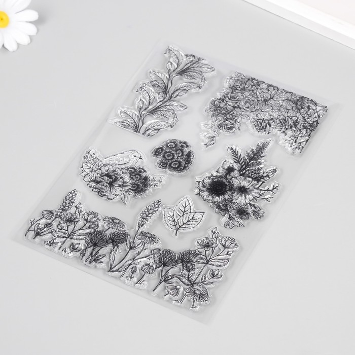 Штамп для творчества Штамп для творчества "Птичка в цветах" 15х21,5х0,3 см