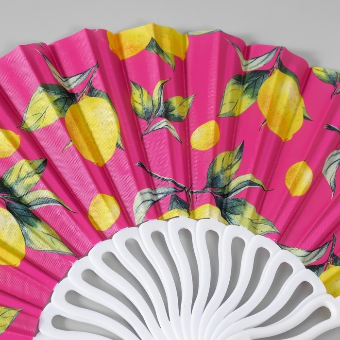 Веер пластик, текстиль  Веер пластик, текстиль "Россыпь лимонов" МИКС 23 см