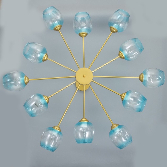Люстра Люстра "Мурано" 12хЕ27 60Вт золото голубой 105х105х35см BayerLux