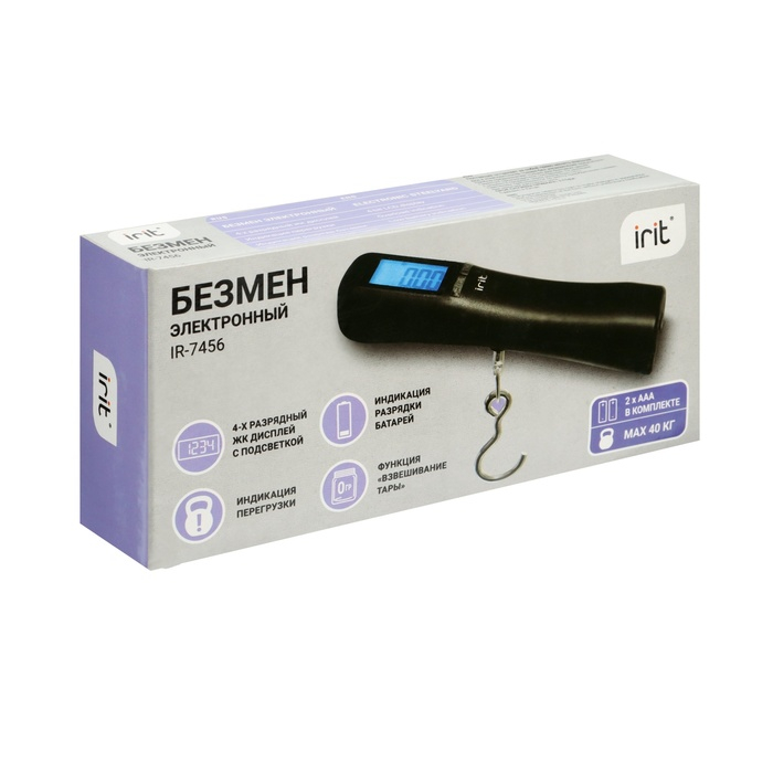 Безмен Irit IR-7456, электронный, до 40 кг, ЖК-дисплей, чёрный Безмен Irit IR-7456, электронный, до 40 кг, ЖК-дисплей, чёрный