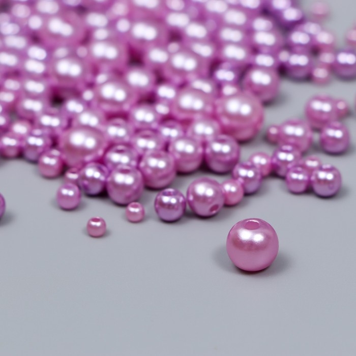 Бусины для творчества пластик Бусины для творчества пластик "Круглые. Лаванда" d=3-8 мм, набор 10 гр