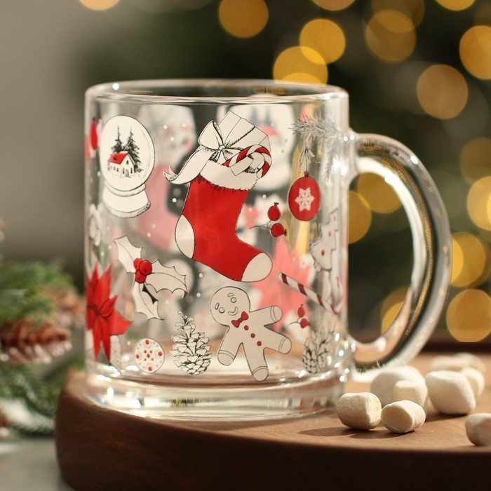 Кружка новогодняя стеклянная «Новогодний уют», 300 мл