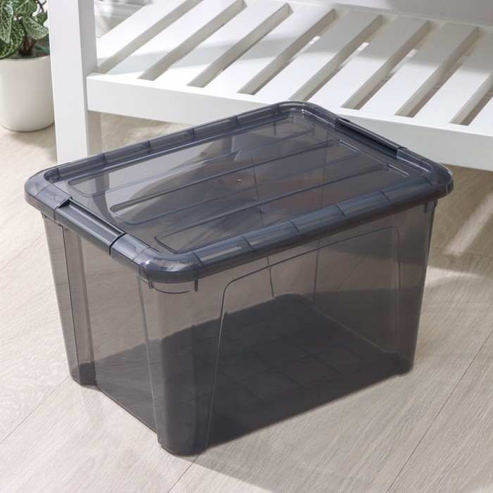 Контейнер для хранения с крышкой «Кип», 15,5 л, 37,5×28,5×23 см, цвет чёрный прозрачный Контейнер для хранения с крышкой «Кип», 15,5 л, 37,5×28,5×23 см, цвет чёрный прозрачный