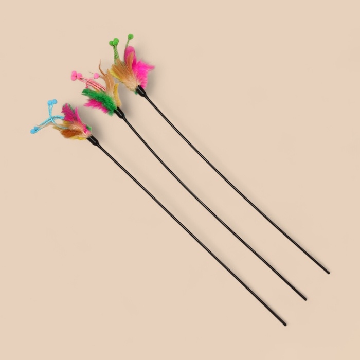 Дразнилка с перьями и усиками, 50 см, микс цветов Дразнилка с перьями и усиками, 50 см, микс цветов