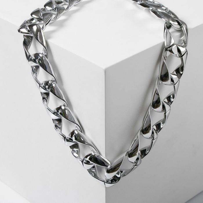 Колье «Цепь гранж» квадратное плетение, цвет глянцевое серебро, 50 см Колье «Цепь гранж» квадратное плетение, цвет глянцевое серебро, 50 см