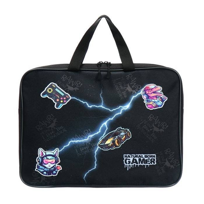 Папка с ручками текстильная А4, 370 х 280 х 60 мм, Stavia Папка с ручками текстильная А4, 370 х 280 х 60 мм, Stavia "Gamer"