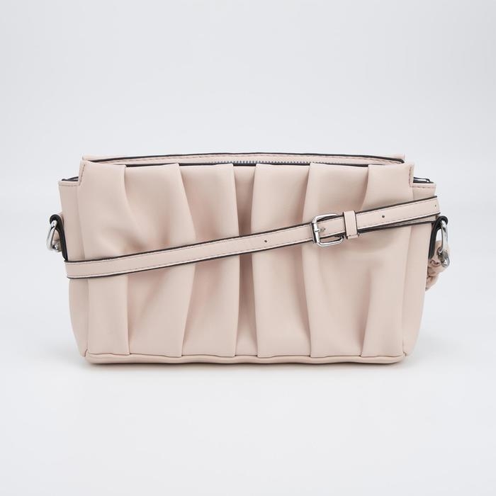 Кросс-боди на молнии, наружный карман, длинный ремень, цвет светло-розовый Кросс-боди на молнии, наружный карман, длинный ремень, цвет светло-розовый