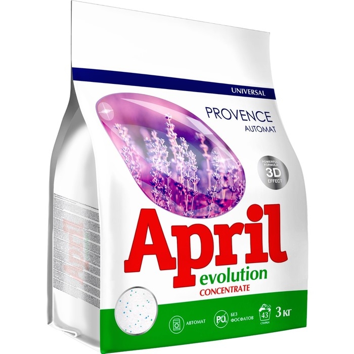 Стиральный порошок April Evolution Provenсe, универсальный, для автоматической стирки, 3 кг Стиральный порошок April Evolution Provenсe, универсальный, для автоматической стирки, 3 кг