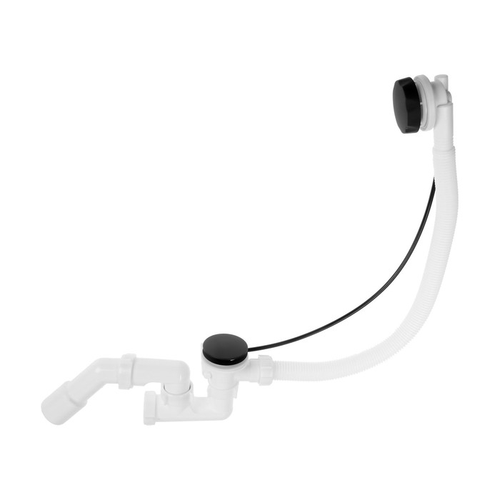 Сифон для ванны  Сифон для ванны "АНИ Пласт" EM321BL, 520 мм, регулируемый, полуавтомат, ручка металл, черный