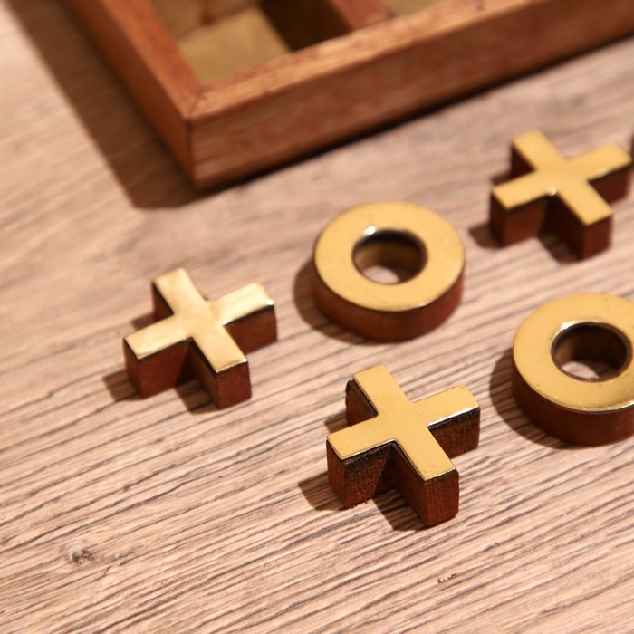 Игра настольная  Игра настольная "Крестики-нолики" 13х13 см, манговое дерево, латунь