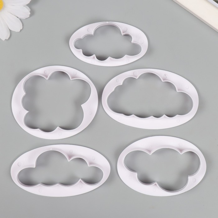 Каттер для полимерной глины Каттер для полимерной глины "Облака" набор 5 шт 4,8х7,6 5,8х6,8 3,5х6,2 4,1х7,9 4,8х7 см